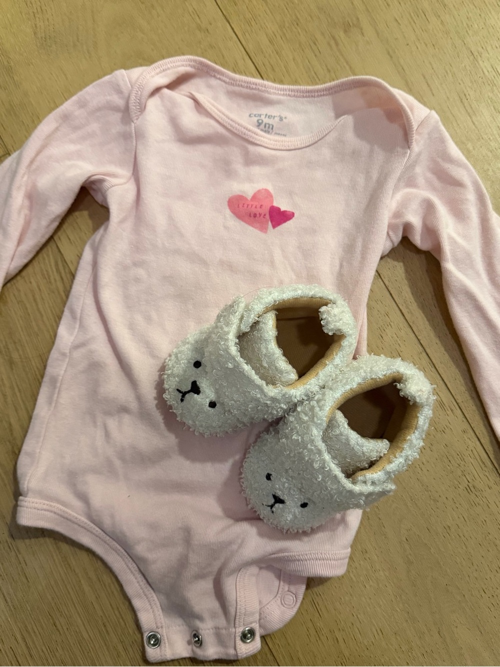 Carter’s Baby Girl Little Love Onesie & Plush Bear Shoes 6-9 Months